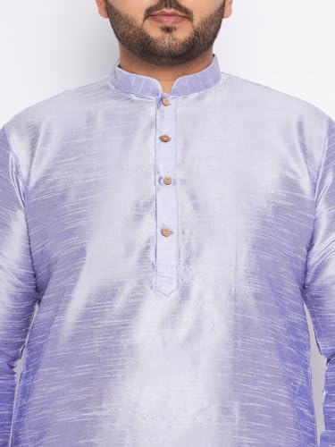 Image of Vastramay Plus Men's White Silk Blend Kurta Pyjama Set VPLUSMKWH001nPBL 44 | Independence Day