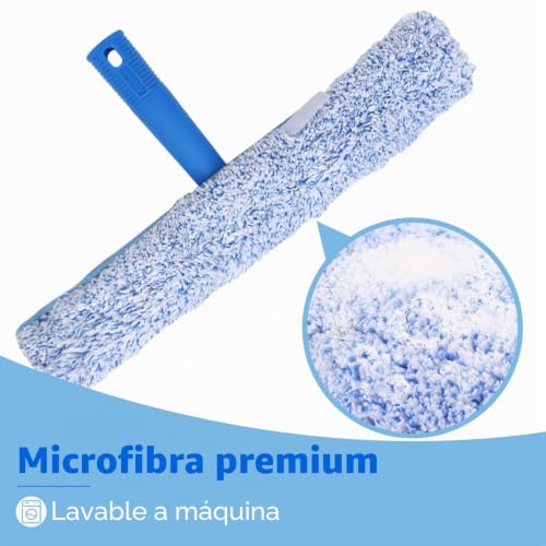 Limpiador de ventanas con extractor de 35 cm y mango largo para limpieza de cristal 8