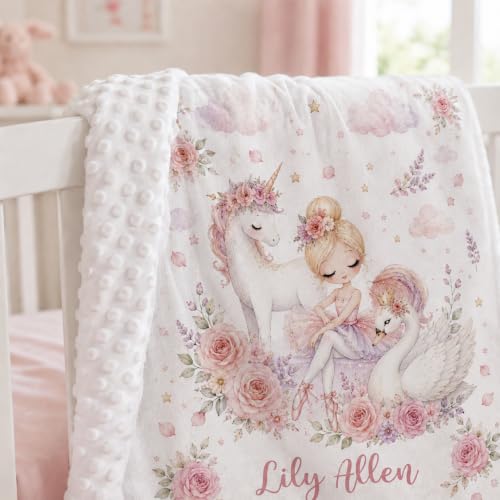 Image of Personalized Baby Blanket for Girls, Custom Nursery Blanket with Name, 30 x 40 Inch Soft Minky Blanket for Baby Toddlers, Newborn Print 13