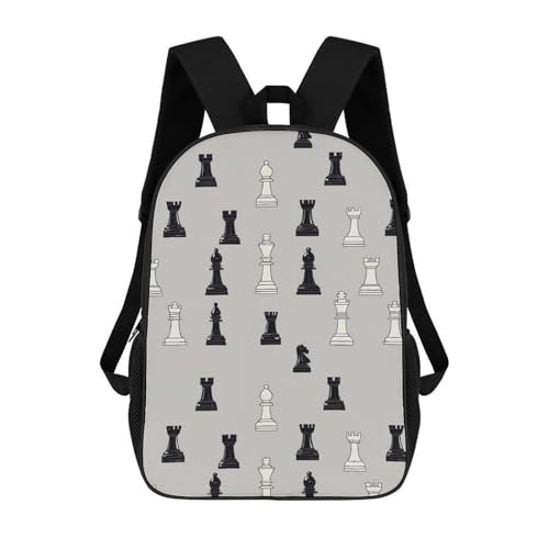 Chess Pieces 17 Inch Backpack Classic Travel Daypack with Adjustable Shoulder Straps for Men Women