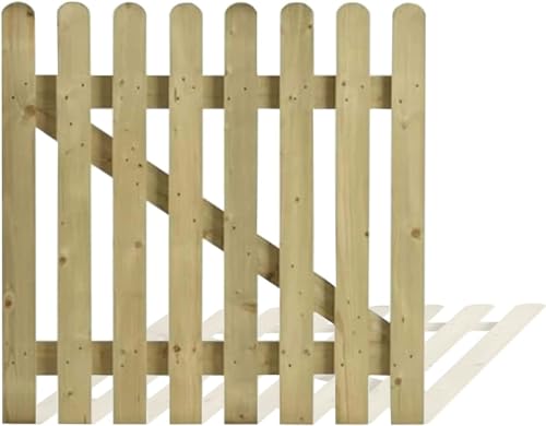 KHAPALWAK Round Top Picket Garden Gates, Wooden Picket Fence Gate Panels, Decorative Wooden Garden Gate, Pressure Treated Planed Timber Wide Outdoor Palisade Gate 90cm X 90cm