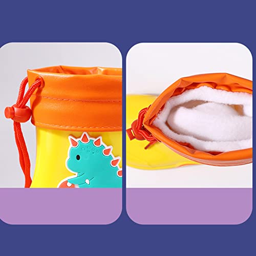 Classic Dinosaur Children Rainboots PVC Rubber Children Water Shoes Fleece Waterproof Rain Toddler Short Boots for Girls (Purple, 11-11.5 Years)3