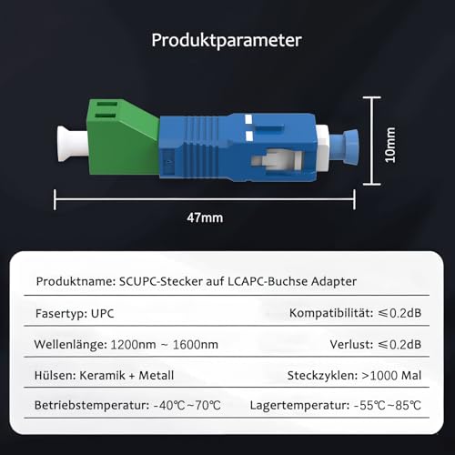 EMSECKO LC/APC-SC/UPC Hybrid Glasfaser Adapter Singlemode Simplex 9/125um Glasfaser Kuppler für schnelle FTTH-Verbindungen (LC/APC-SC/UPC)