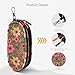 Tangoner Double Eyeglasses Case Soft Portable Zipper Sunglasses Pouch with Keychain Clip for Men Women (Brown Flower)