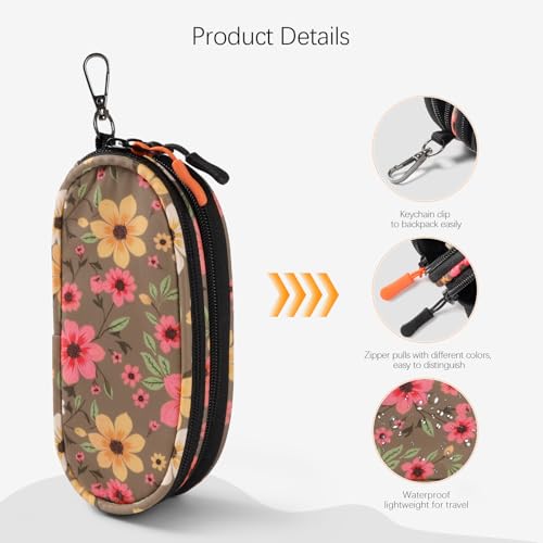 Image of Double Eyeglasses Case Soft Portable Zipper Sunglasses Pouch with Keychain Clip for Men Women