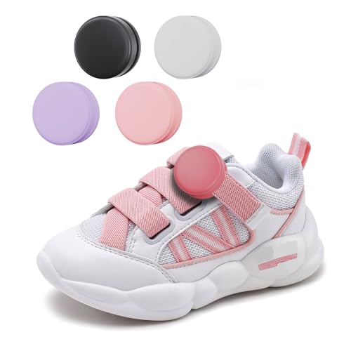 4 Pack AirTag Holder for Kids Shoelaces, for 2nd & 1st Gen, Hidden Silicone Air Tag Case Holder for Children Shoes Shoestring (Black, White, Light Pink, Purple)