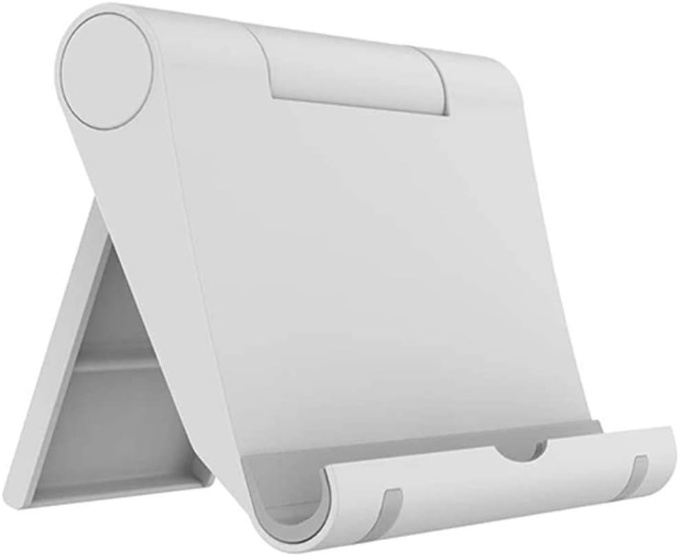 Cell Phone Stand for Desk Foldable, Desk Phone Holder Stand for Office Kitchen Travel, Mobile Phone Stand for Tablet Stand Phone Dock Cradle Compatible with iPad Switch, All Smartphone (White)