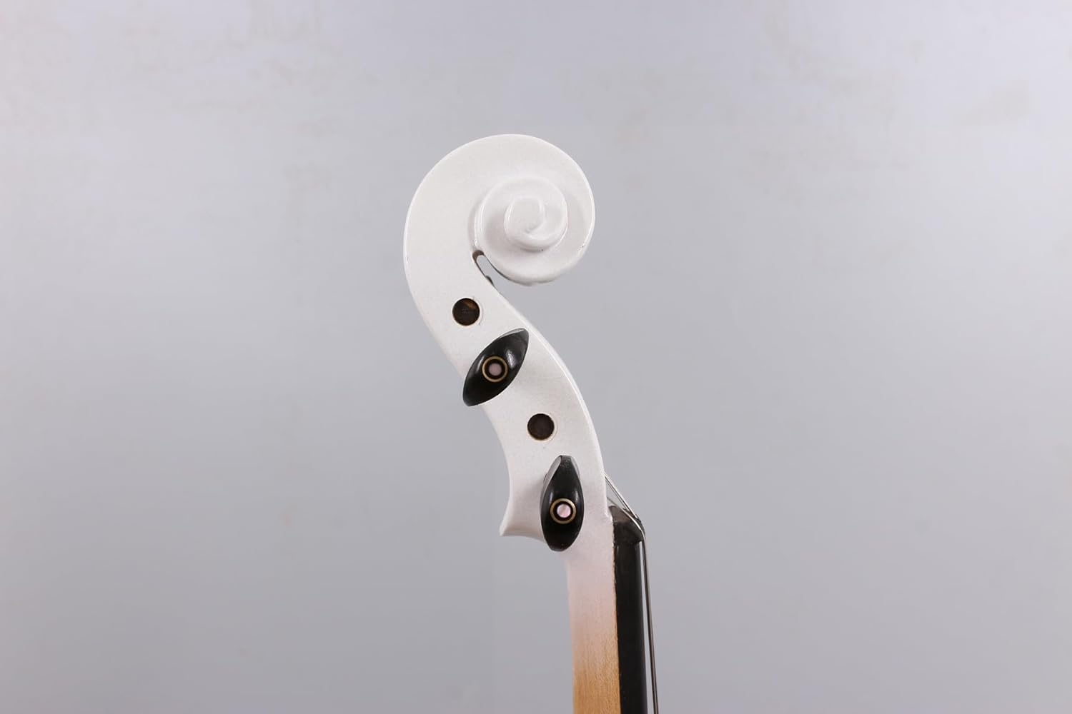 Yinfente Viola eléctrica silenciosa de 40,6 cm de madera maciza de 4 cuerdas con accesorios de ébano, funda dura, lazo de madera de Brasil, cable AUX y paño de limpieza, color blanco