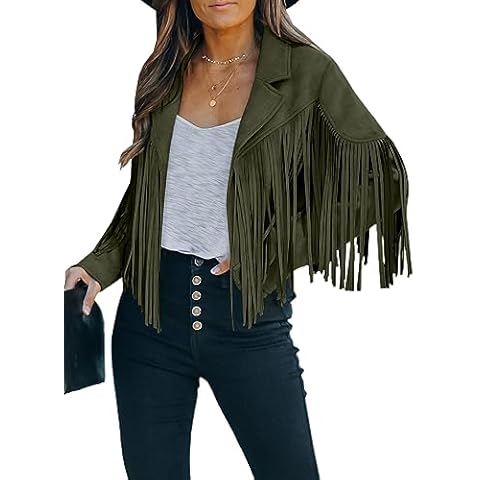 Daysskk Faux Suede Fringe Jacket for Women Cover
