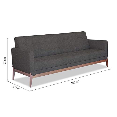 Sofá 3 Lugares Brooks Linho Cinza 180 cm