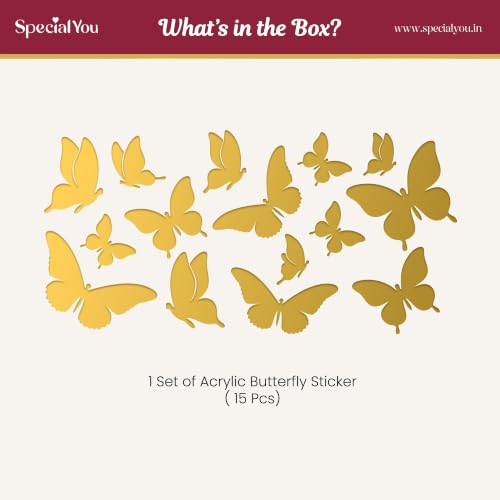 Image of Special You Butterfly Acrylic Stickers for Home Decoration, Living Room, Aesthetic Wall Decor Stickers for Bedroom, Birds Stickers for Decoration, Acrylic Mirror Wall Decor Sticker - 15 pcs