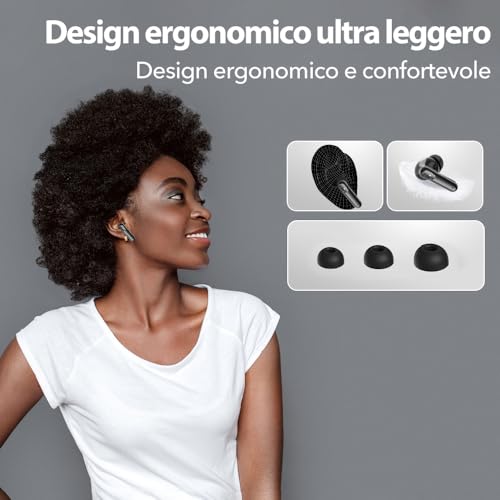 Jbmi Cuffie Bluetooth, Auricolari Bluetooth 5.3 In Ear Stereo Con 4 Microfono Enc, 60 Ore Cuffiette Wireless Cancellazione Rumore, Auricolare IP7 Per Iphone E Androide, Earbuds Sportive (Ossidiana) - 5