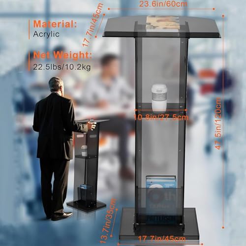 Podio transparente de acrílico premium con estante para eventos 4