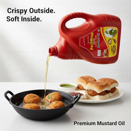 Image of Postman Wood Pressed Kachi Ghani Mustard Oil 5L Jar Pack of 2