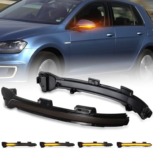 OZ-LAMPE Dynamic LED Mirror Side Indicators for VW E-Golf Golf 7 Limousine Variant Golf Sportsvan Touran 2, Mirror Turn Lights Flowing Direction Indicator Lights, Side Marker Blinker Lamp