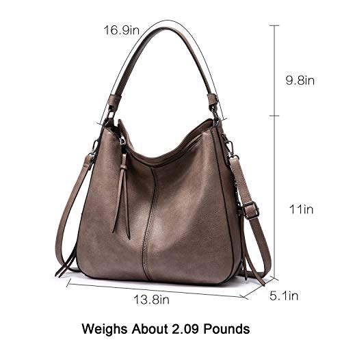 Image of Realer Hobo Crossbody Bags for Women Designer Faux Leather Hobo Handbags Retro Large Size Shoulder Bag Bucket Purse