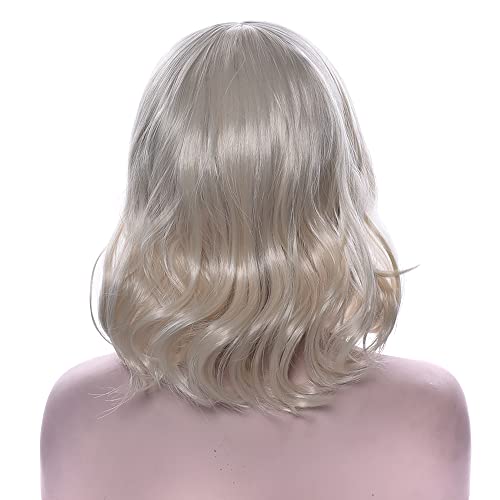 IMISSU Short Curly Hair Bob Wigs Cosplay Wig with Bangs Halloween Costume Party Headwear for Women (613 Blonde) - Image 4