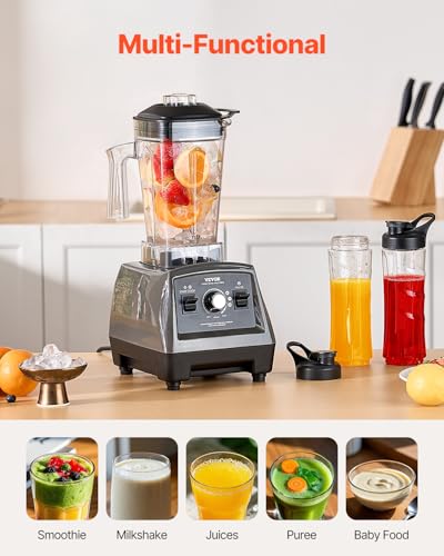 Image of VEVOR Blender for Smoothies, 61 oz 1400W, Professional Blender with Powerful Motor, Multi-Functional Food Processing Blenders with 2 Cups for Smoothie /Milkshake /Juice, Fits for Kitchen