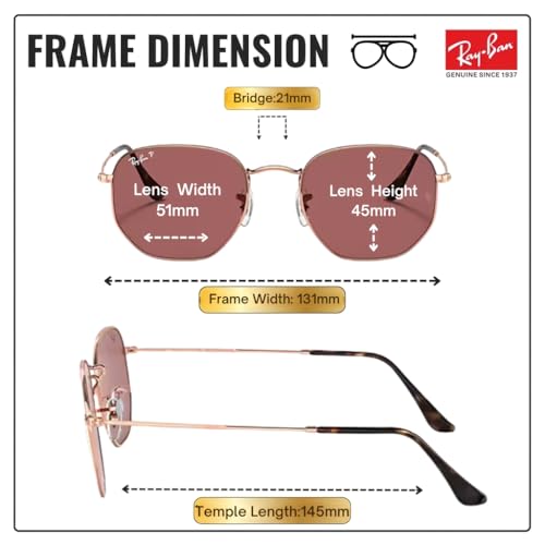 Image of Ray-Ban RB3548N HEXAGONAL FLAT LENSES Square-Round Shape Sunglasses for Men & Women with Official Eyewear Kit