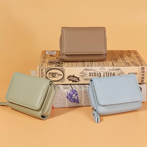 Leather Women Wallet, Fashion Small Zipper Coin Purse, Cow Leather Purse RFID Card Money Bag Gift For Women3