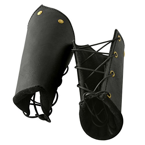 Armor Venue: Knights Leather Battle Arm Guard Bracers Medieval Armor Black One Size
