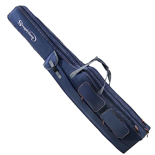 Sougayilang Portable Folding Fishing Rod Bag - 3-Layer Large Capacity Tackle Storage - 165cm - Blue