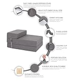 BBLOSSOM Space-Saving Folding Chair Bed, Single Sofa Bed for Guests, Soft & Comfortable Foldable Mattress with Washable Cover, Ideal for Small Rooms & Sleepovers (Grey) - Image 4