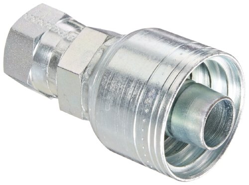 Image of Aeroquip 1AA8FJ10 Carbon Steel Global TTC (Thru the Cover) Crimp Hose Fitting Female JIC Swivel, Straight, 5 /8 inch Hose ID, 3 /4 inch - 16 Thread