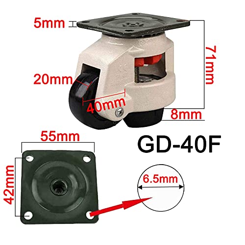 JTGPFC Rodízios de nivelamento, rodízios giratórios retráteis, com pé de borracha de nylon para roda