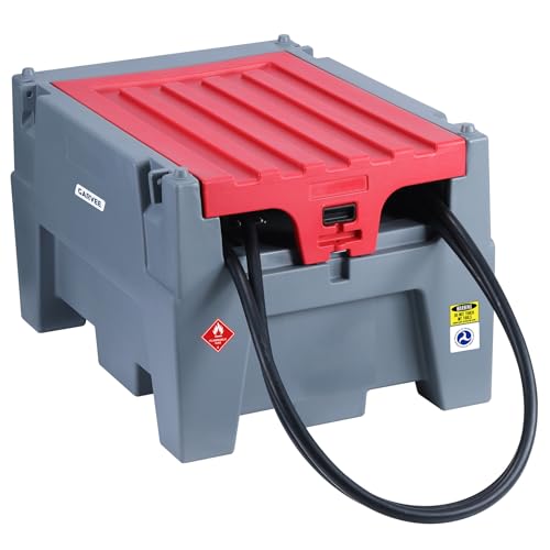 Garvee Portable Diesel Tank 60 Gallon Capacity Portable Fuel Tank with 12V Transfer Pump 10 GPM Flow 13.1ft Hose Auto Fueling Nozzle Heavy-Duty Diesel Transfer Tank for Easy Fuel Transportation Red