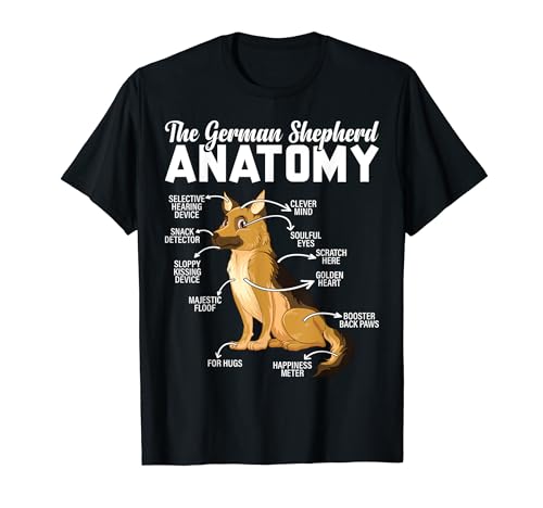 German Shepherd Anatomy Cute Biology Dogs Joke Science Camiseta