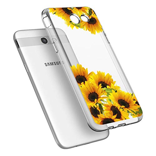 Tothedu Phone Case For Galaxy J7 2017/J7 Prime/J7 Sky Pro/J7 Halo/J7 V/J7 Perx/Galaxy Halo Case, Clear Slim Shockproof Soft Tpu Back Phone Protective Cover Cases For Samsung Galaxy J7 2017 (Sunflower) #TOP4