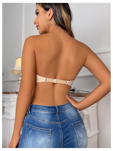 Image of RoseSeek Women's Strapless Underwire Push Up Front Closure Bra | Front Closure, Bandeau Bra, Tube Tops