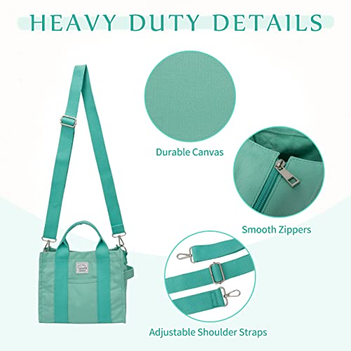 Image of VASCHY Canvas Tote bag, Casual Reusable Work Totes for Women Teachers with Zippers Pockets Crossbody Shoulder Bag Purse