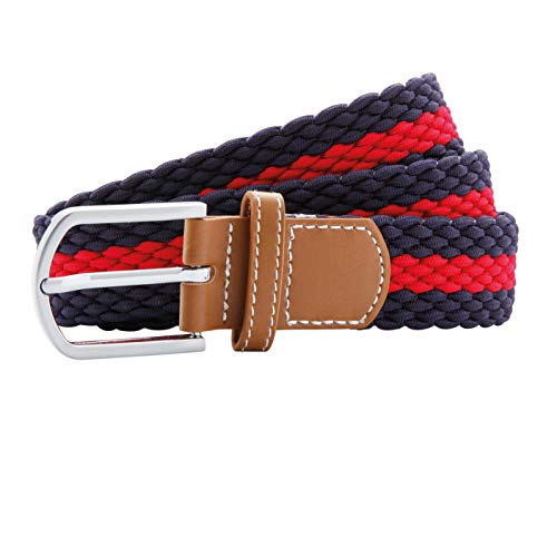Asquith & Fox Two Colour Stripe Braid Stretch Belt AQ901 - Unisex Adjustable - Navy/Red