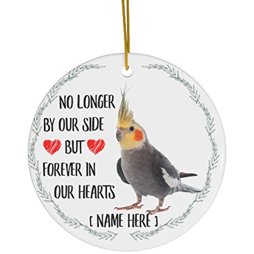 Nome personalizzato Cockatiel Grey No Longer by Our Side Forever in Our Heart Regali 2024 Ornamenti per albero di Natale Cerchio