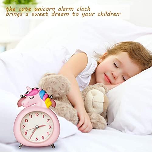uqy Bedroom Alarm Clock for Kids, Vintage Loud Alarm Clocks,Lovely Bedroom Decoration, Non Ticking Silent Alarm Clock, with Night Light, Suitable for Teenagers, Girls, Boys