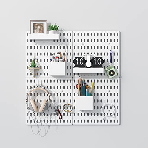 Haiice 15Pcs White Pegboard Wall Organizer, 21" X 21" Wall Mount Display Peg Board, Desk Pegboard Plastic Panels Kit For Craftroom, Workbench, Design Studio, Or Gameroom #TOP17