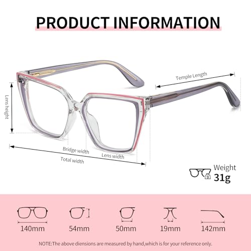 Image of JOLLYNOVA Blue Light Blocking Glasses Women TR90 Fashion Gradient Eyeglasses Frame Anti UV Glare Oversized Computer Glasses