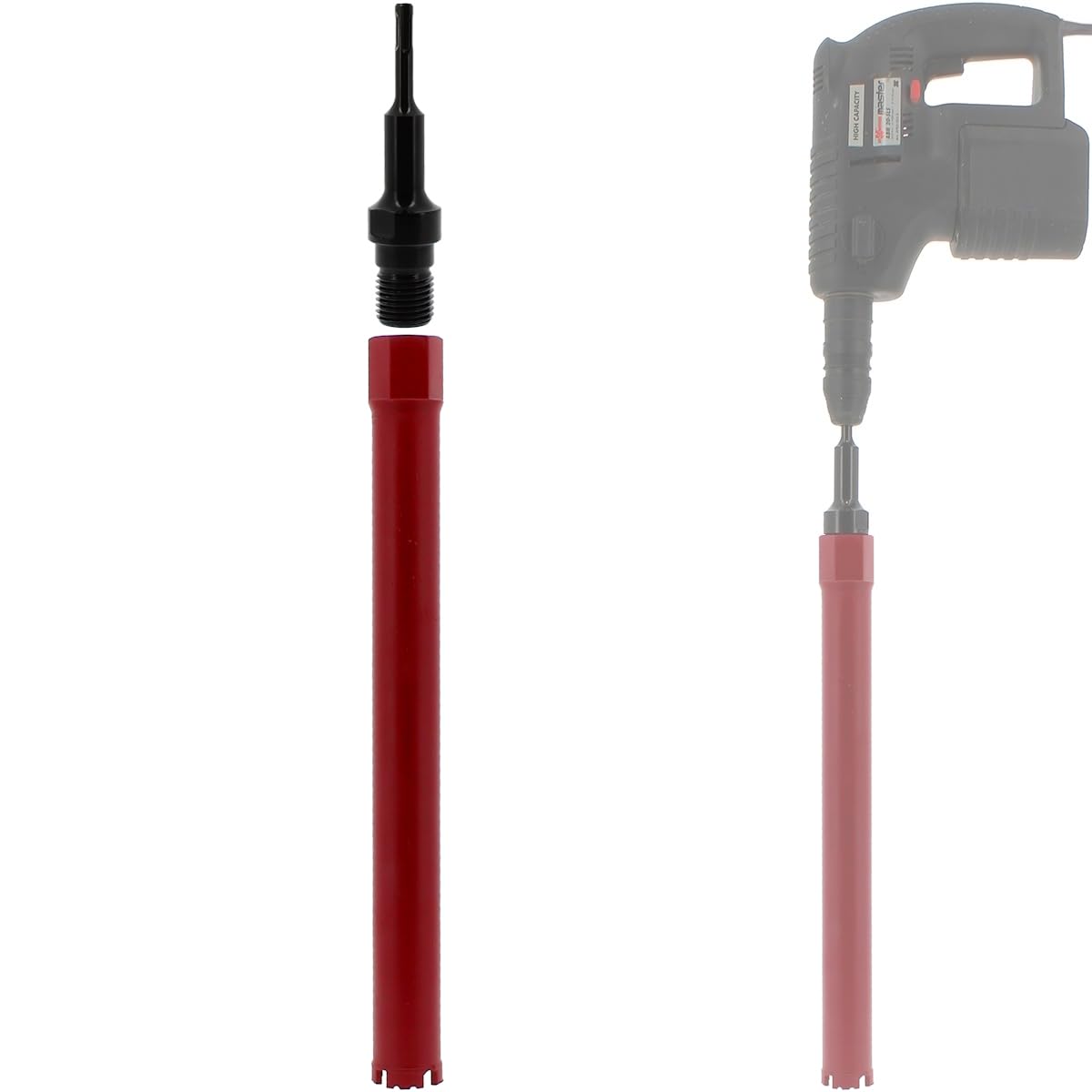 Couronne diamant Ø 44 mm avec adaptateur perceuse et perforateur SDS-plus