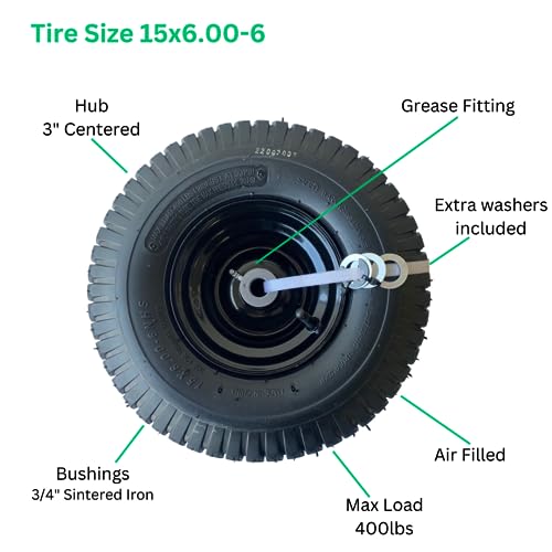 15x6.00-6" Tire and Wheel Assembly Front Mower Tire Replacement - Pack of 2 - Thumbnail 4