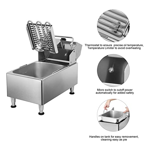 Crosson Etl Listed 13Lbs Electric Deep Fryer Countertop With Easy-Assembling Solid Basket,Removeable Oil Container For Restaurant Home Use-120V,1800W Commercial Deep Fryer #TOP3