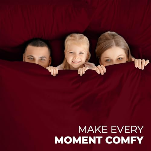 Image of ROYALE LINENS 3 Piece Twin XL Sheets Set - Soft Brushed 1800 Microfiber Bedding - 1 Fitted, 1 Flat Sheet, 1 Pillow case - Wrinkle Free & Fade Resistant - Hotel Luxury Bed Sheets (Burgundy, Twin XL)
