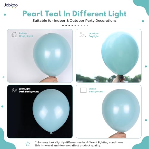 Image of Jobkoo Pearl Teal Balloons, 12 Inch Pearl Turquoise Aqua Blue Latex Balloon