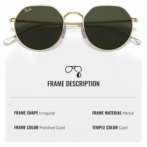 Ray-Ban RB3565 JACK Round Shape Sunglasses With Eyewear Kit Bundle - Adjustable Nose Pads - Ideal Formal and Casual Wear Retro Sunglasses