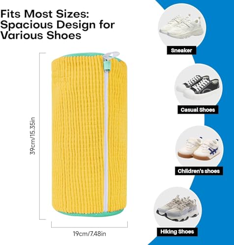 Image of Glivary Shoe washing machine bag, Laundry shoe pouch for washer and dryer, Reusable and Durable Zipper Plush Washing Machine Bag for Sneakers, Delicates and Toys(Laundry Bag) (yellow /grey, pack of 2)