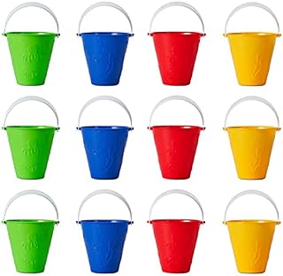 Bramble 12 Pack Brightly Coloured Sand Pit & Beach Pail Buckets for Kids Sandbox Toys - Assorted Colours