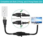 1FT Short Power Extension Cord 1FT - Short 3 Prong Extension Cord Outlet Saver Indoor SJT 16 AWG Heavy Duty 1 Foot AC Power Extensions Cable with NEMA 5-15P to NEMA 5-15R Connector (2PACK)