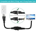 1FT Short Power Extension Cord 1FT - Short 3 Prong Extension Cord Outlet Saver Indoor SJT 16 AWG Heavy Duty 1 Foot AC Power Extensions Cable with NEMA 5-15P to NEMA 5-15R Connector (1PACK) - Image 3