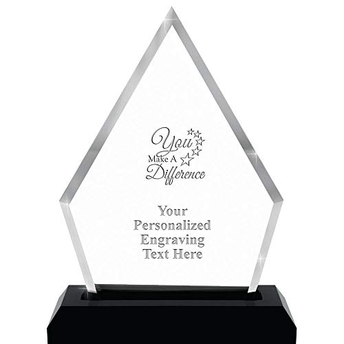 Crown Awards 7.25" Pyramid Skyline You Make A Difference Acrylic Award, Custom Engraved You Make A Difference Trophy, Engraving Included, Prime